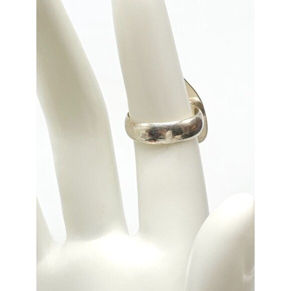 Geometric Triangle Gray Tourmaline Silver Plated Ring Size 6 Vintage - Picture 4 of 8